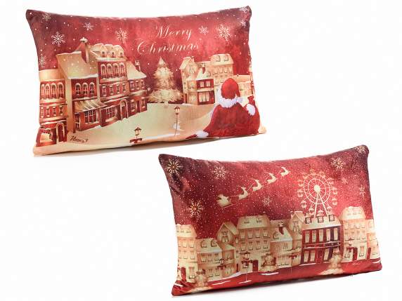 Christmas Park padded cushion with removable cover w-LED l