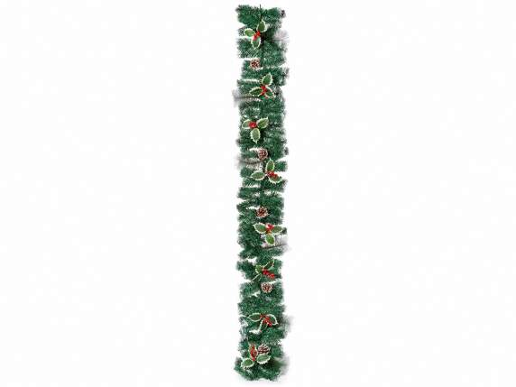 Artificial spruce garland - festoon H206 w - berries and pin