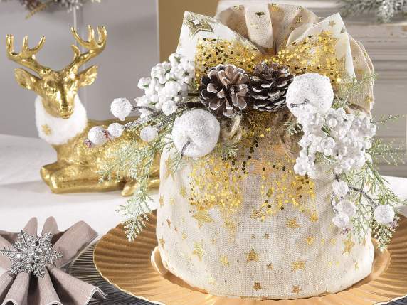 Panettone bag with jute effect and metallic print
