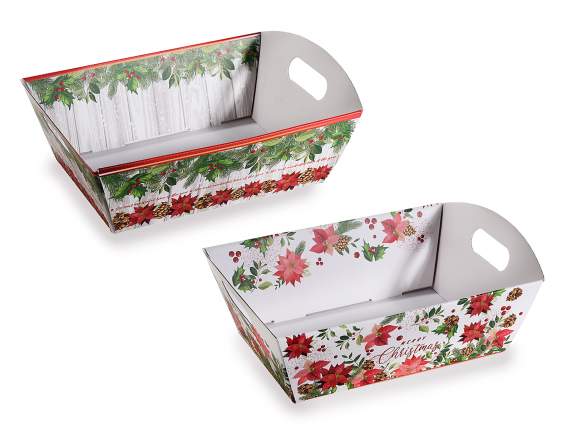 Paper tray with handles and Christmas decorations