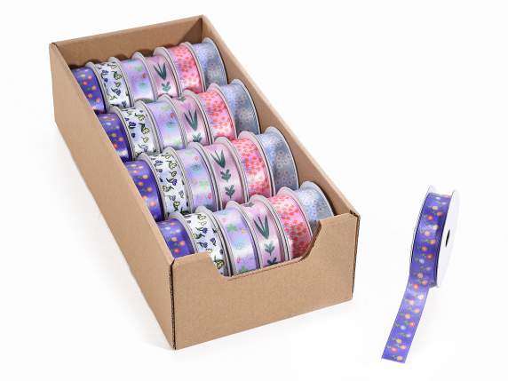 Exhibitor 24 satin ribbons with floral print