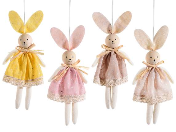 Bunny with polka dot dress and lace to hang