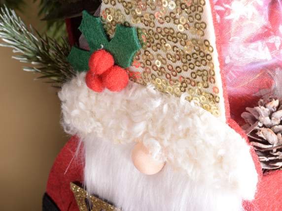 Set of 2 Santa Claus bags in cloth w - sequins and writing