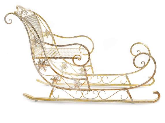 Santas sleigh in gold antiqued white metal