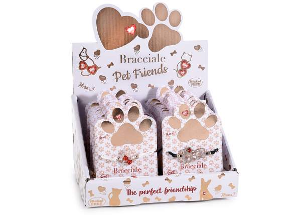 Pet Friends colored rope bracelet in card and display