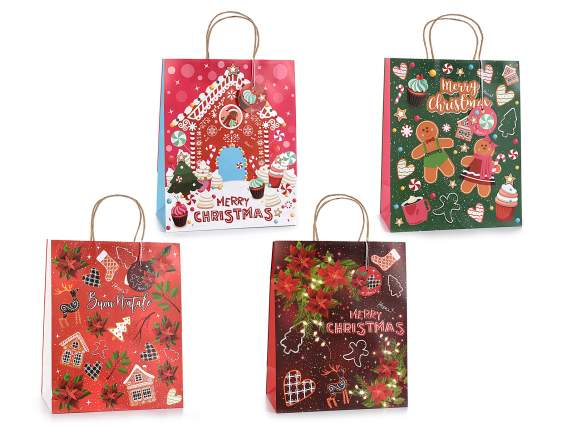 Large paper bag - envelope with Christmas prints and tags