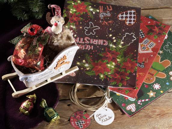 Large paper bag - envelope with Christmas prints and tags