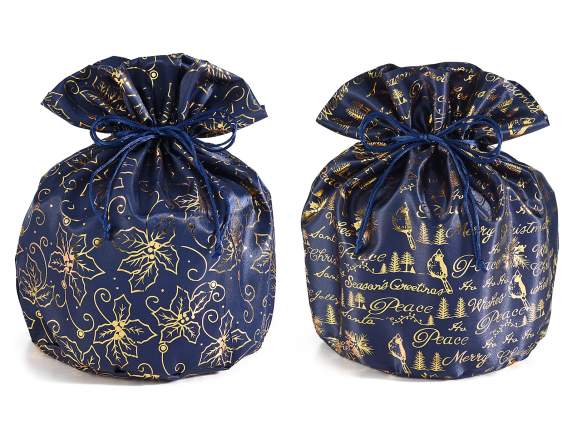 Fabric panettone bag w - golden Christmas print