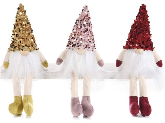 Cloth Santa Claus with sequin hat and light