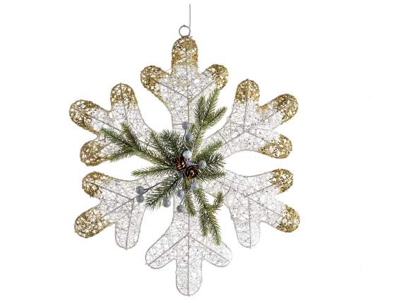 Metal snowflake w - warm white led lights to hang
