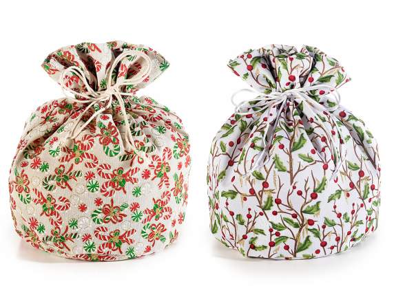 Xmas cake round bag with deco and golden glitter