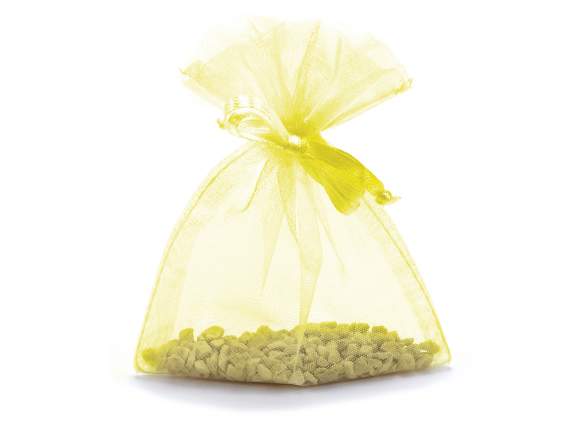 Canary yellow organza bag 8x11cm with tie rod