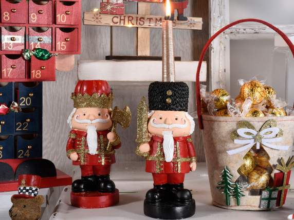Nutcracker hat candle holder with gold glitter