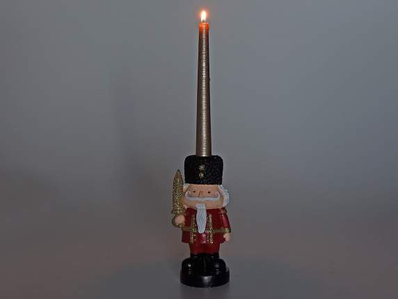 Nutcracker hat candle holder with gold glitter