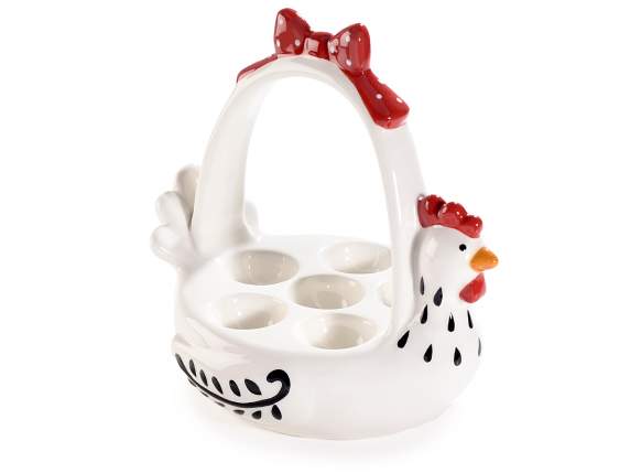 Ceramic gurnard-shaped egg holder with 6 compartments