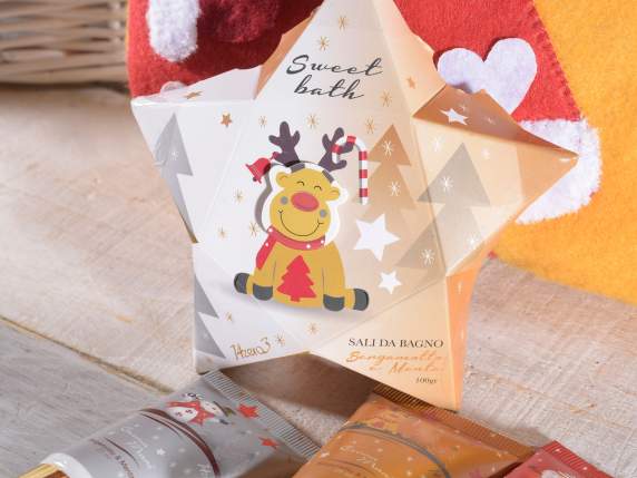 Bath salts in star gift box to hang with ribbon