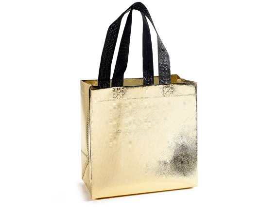 Small bag in gold metallic non-woven fabric