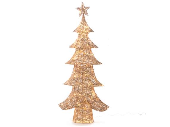 Gold glitter wire tree with warm white led lights