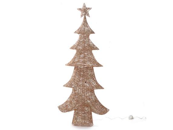 Gold glitter wire tree with warm white led lights