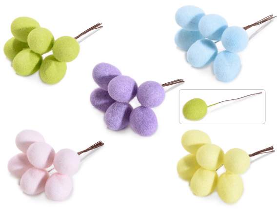 Bouquet of 6 colored eggs with moldable stem
