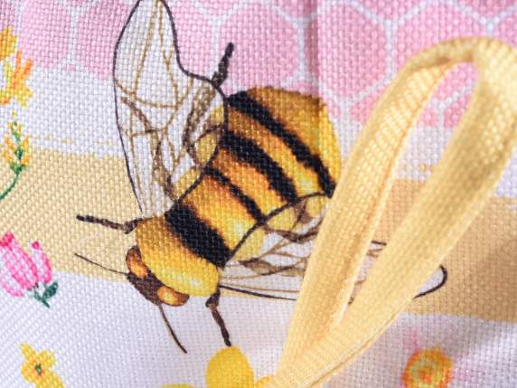Bag and pochette set in Bee Honey printed fabric