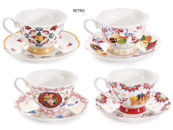 Gusto Mediterraneo porcelain teacup with saucer