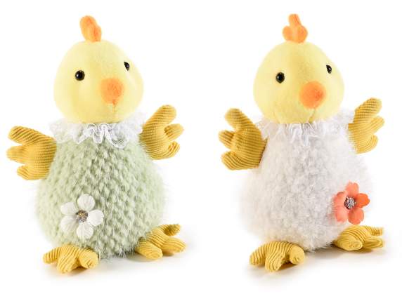 Chick with soft eco-fur dress and little flower