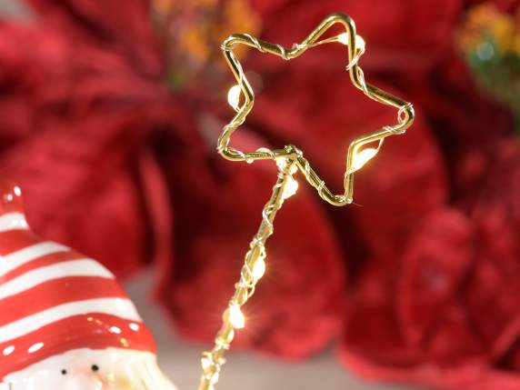 Set 2 Santa Claus in ceramic with luminous star