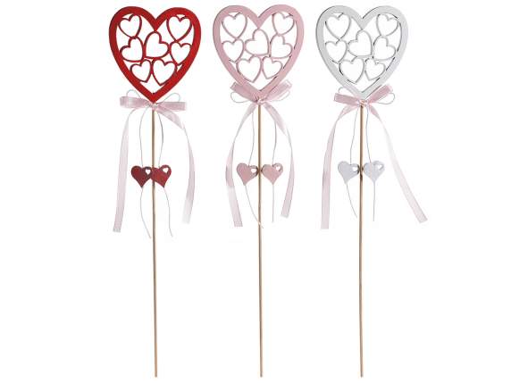 Wooden heart decorated on stick