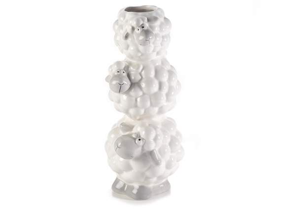 White ceramic vase The three sheep