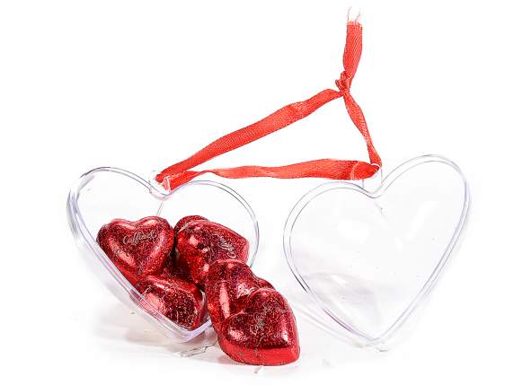 Hangable openable heart with ribbon