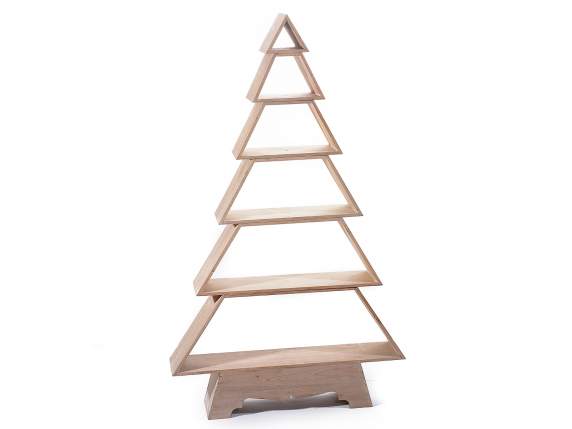Christmas tree in natural wood with shelves