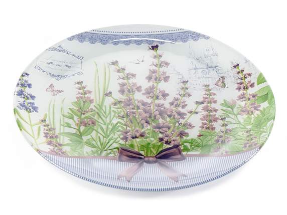 Round plate in colored glass Lavender Love