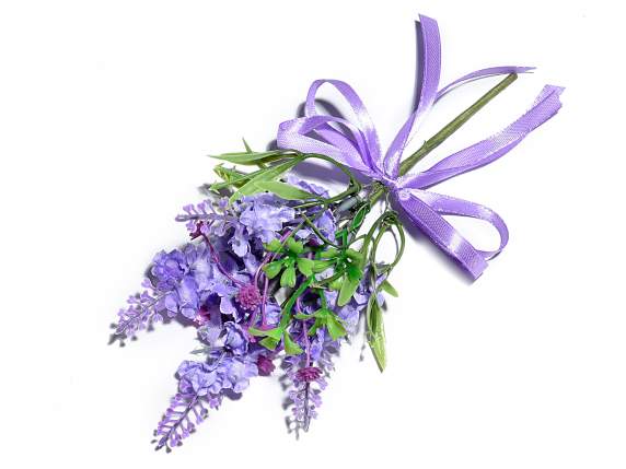 Artificial lavender bouquet with satin ribbon