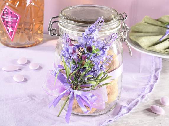Artificial lavender bouquet with satin ribbon