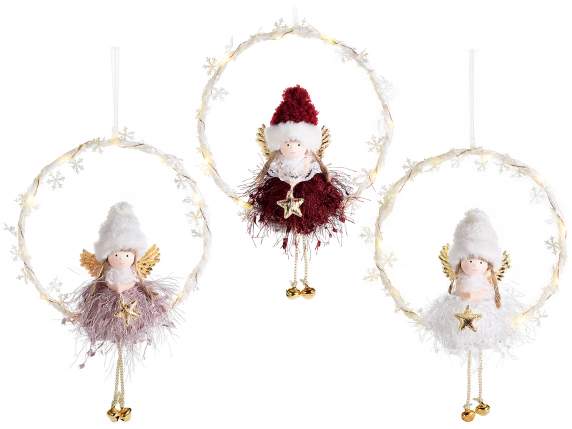 Chaplet with angel with long legs and led lights to hang