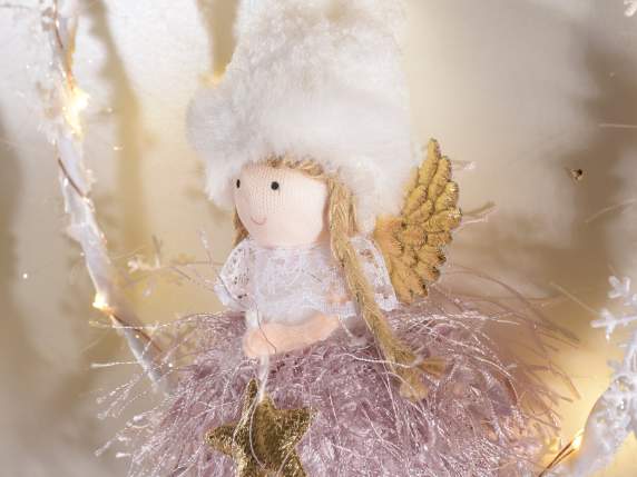 Chaplet with angel with long legs and led lights to hang