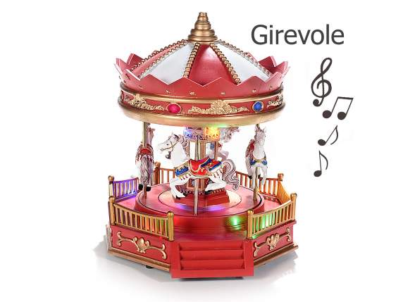 Resin carousel carousel music box with lights, movement, mus