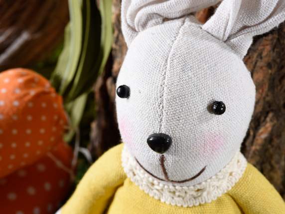Long-legged fabric rabbit with moldable ears