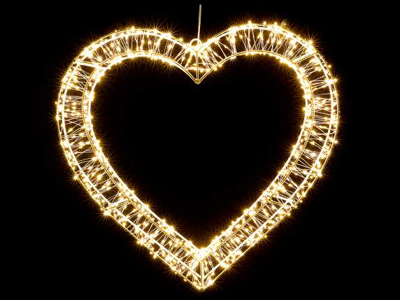 Luminous heart with metal core to hang with 960 LED lights