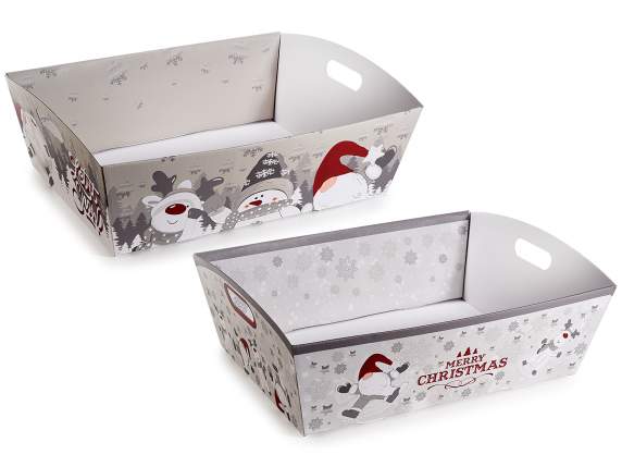 Paper tray with handles and Snow Holiday decorations