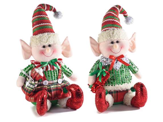 Elf Mom - Dad in fabric with sequin details