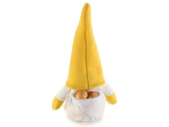 Fabric wood gnome with cake pocket and flower