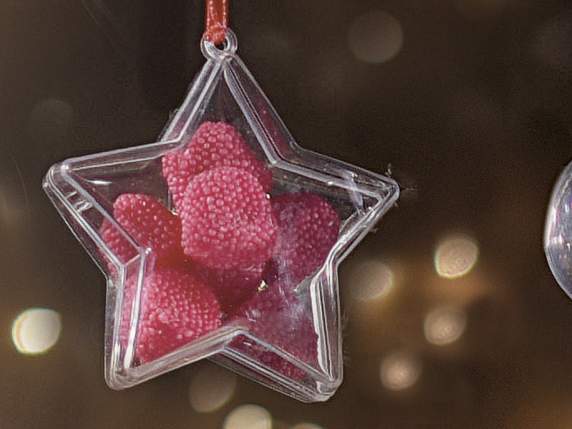 Transparent star that can be opened with a ribbon to hang