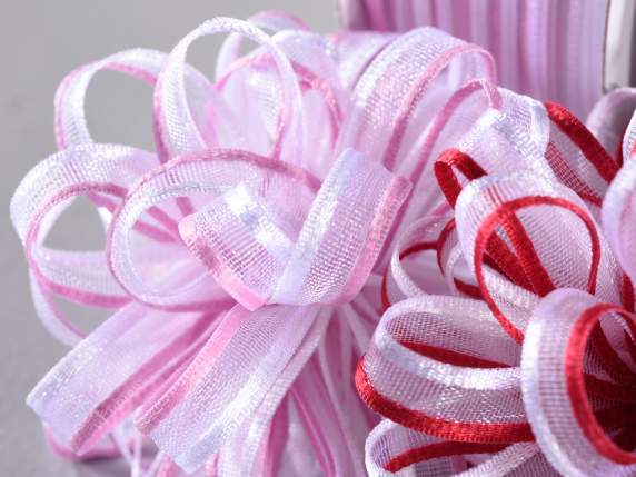 Two-tone veil ribbon with pink white tie