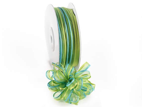 Two-tone veil ribbon with turquoise green tie