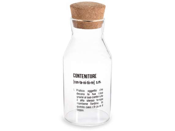 Glass bottle-container w-cork stopper Dictionary