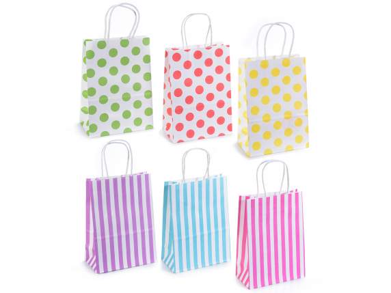 Sachet-bag paper with colored prind and twisted handles