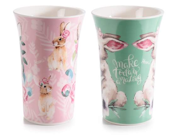 Porcelain mug with Bunny decoration