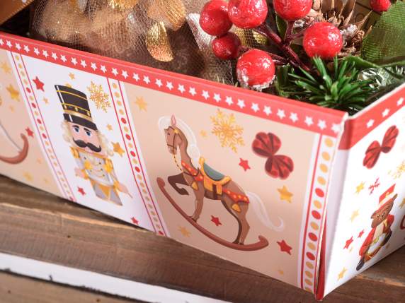 Paper tray with handles and Vintage Toys decorations